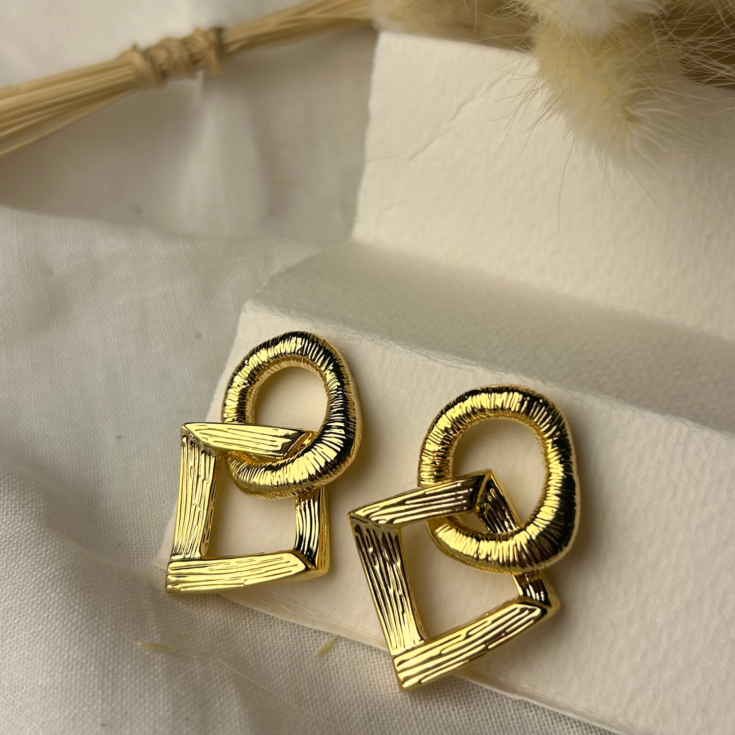 Gold Plated Asymmetric Square Circle