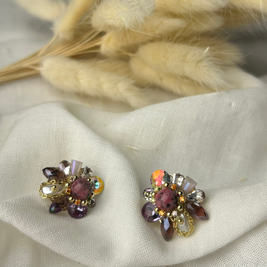 Korean Imported Flower Multicolour Stud