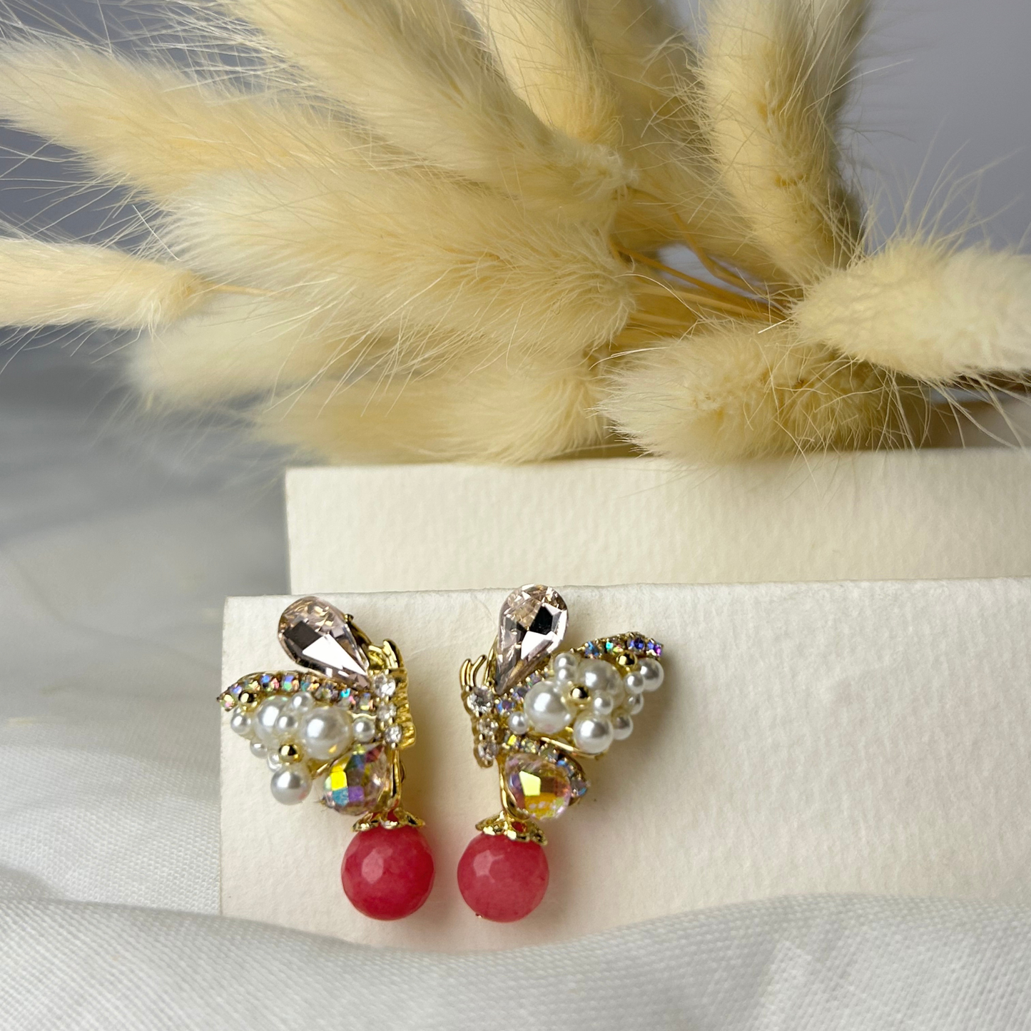Korean Pink Butterfly Earrings