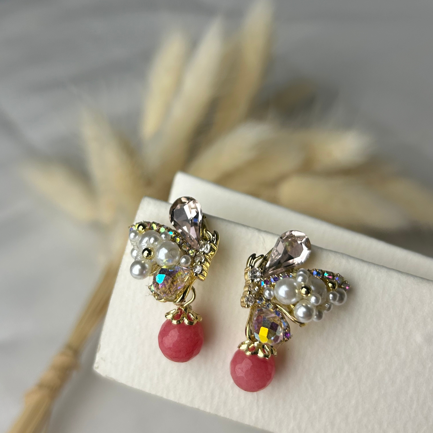 Korean Pink Butterfly Earrings