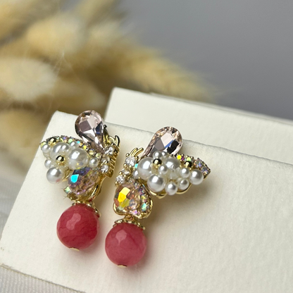 Korean Pink Butterfly Earrings