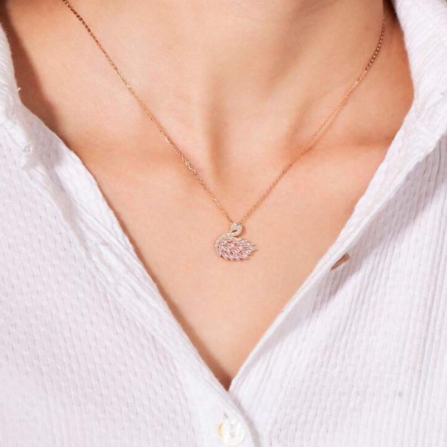 Elegant White Swan Necklace