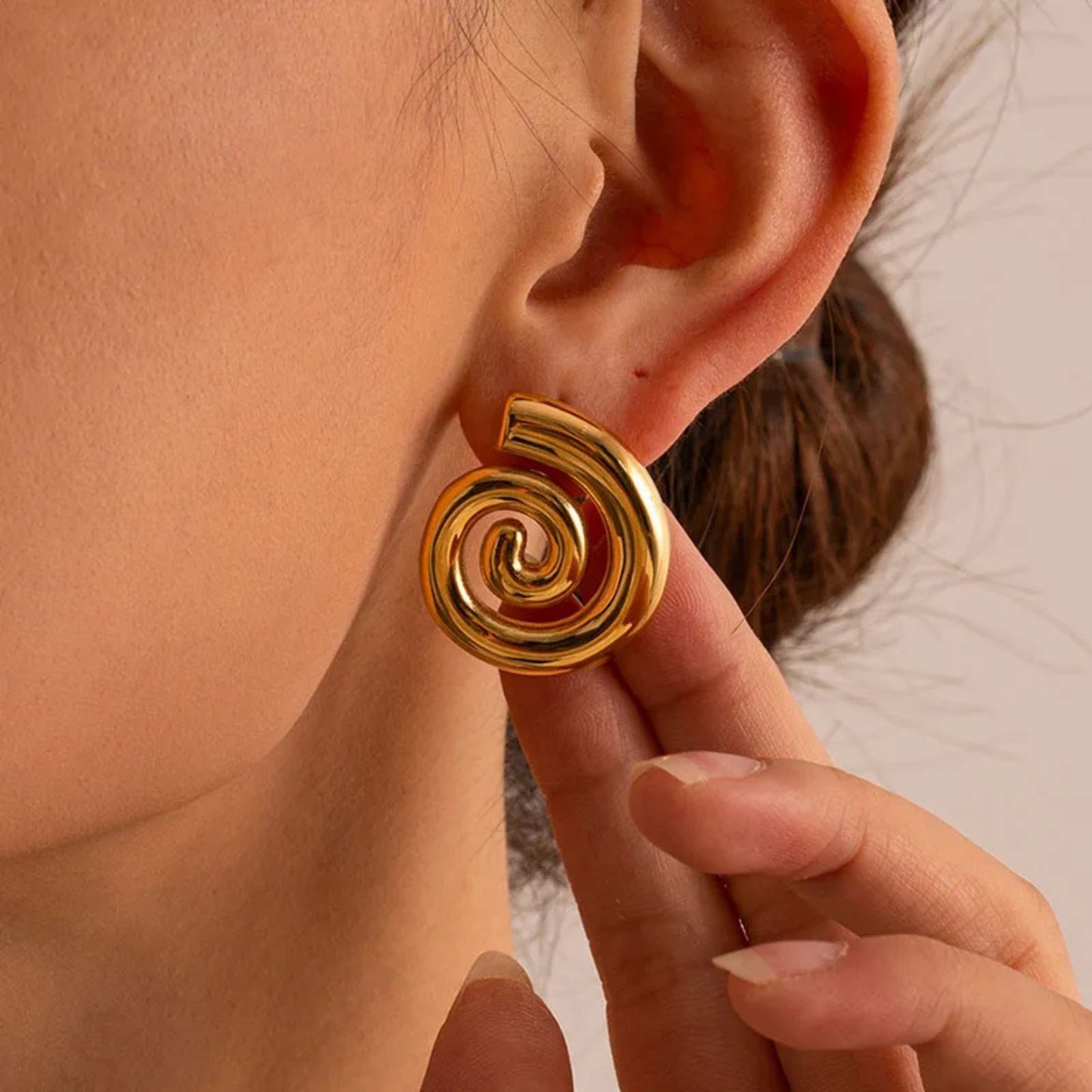 Vintage Style Spiral Earrings 18k Gold Plated Stainless Steel