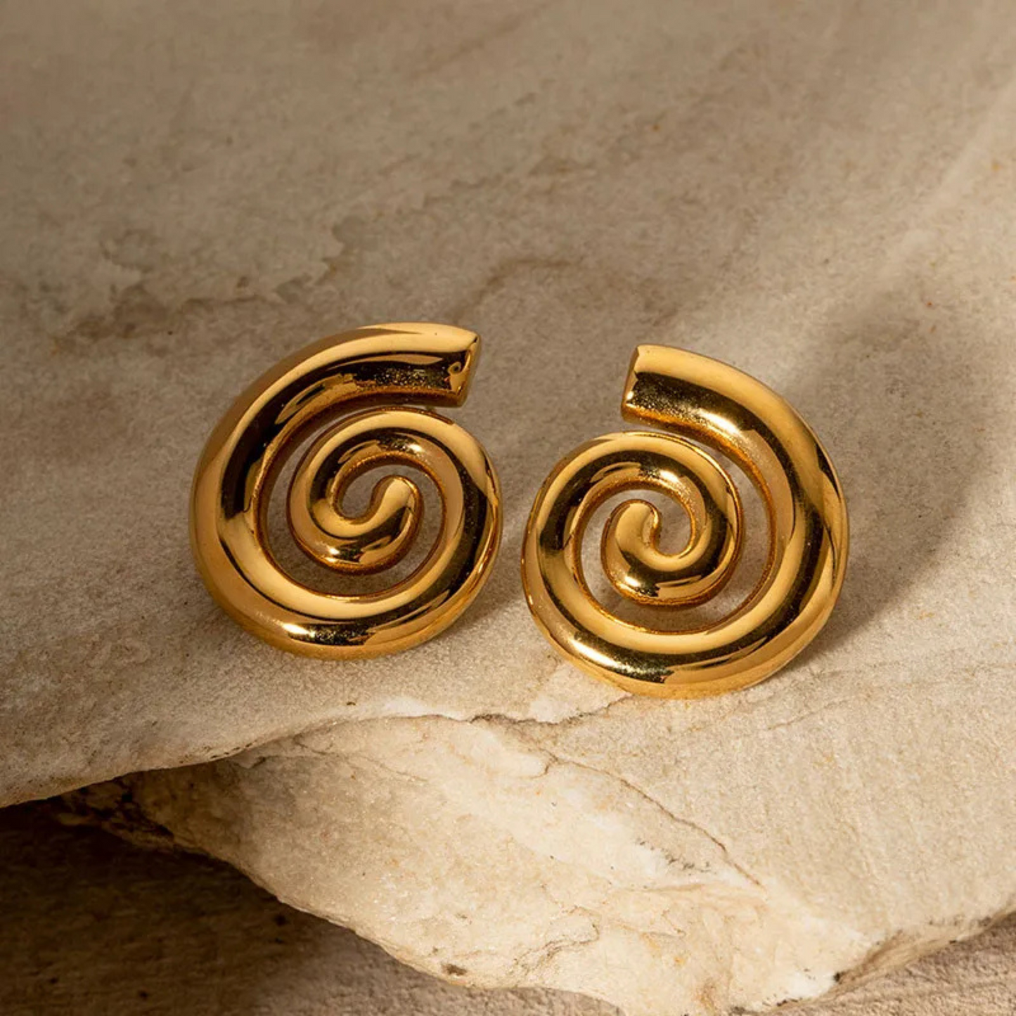Vintage Style Spiral Earrings 18k Gold Plated Stainless Steel