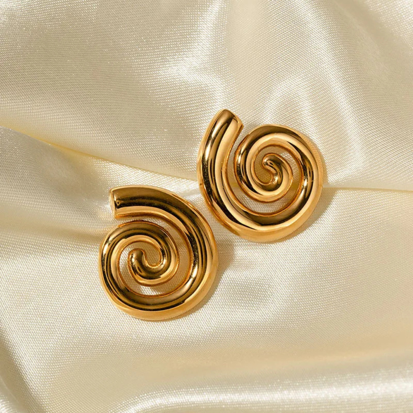 Vintage Style Spiral Earrings 18k Gold Plated Stainless Steel