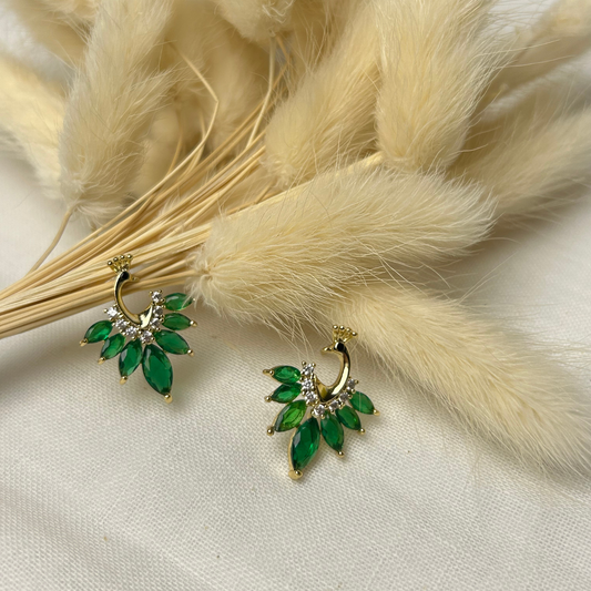 White and Green Peacock AD Studs