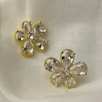 Flora Glod Plated Stone Stud