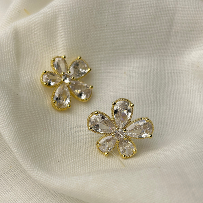 Flora Glod Plated Stone Stud