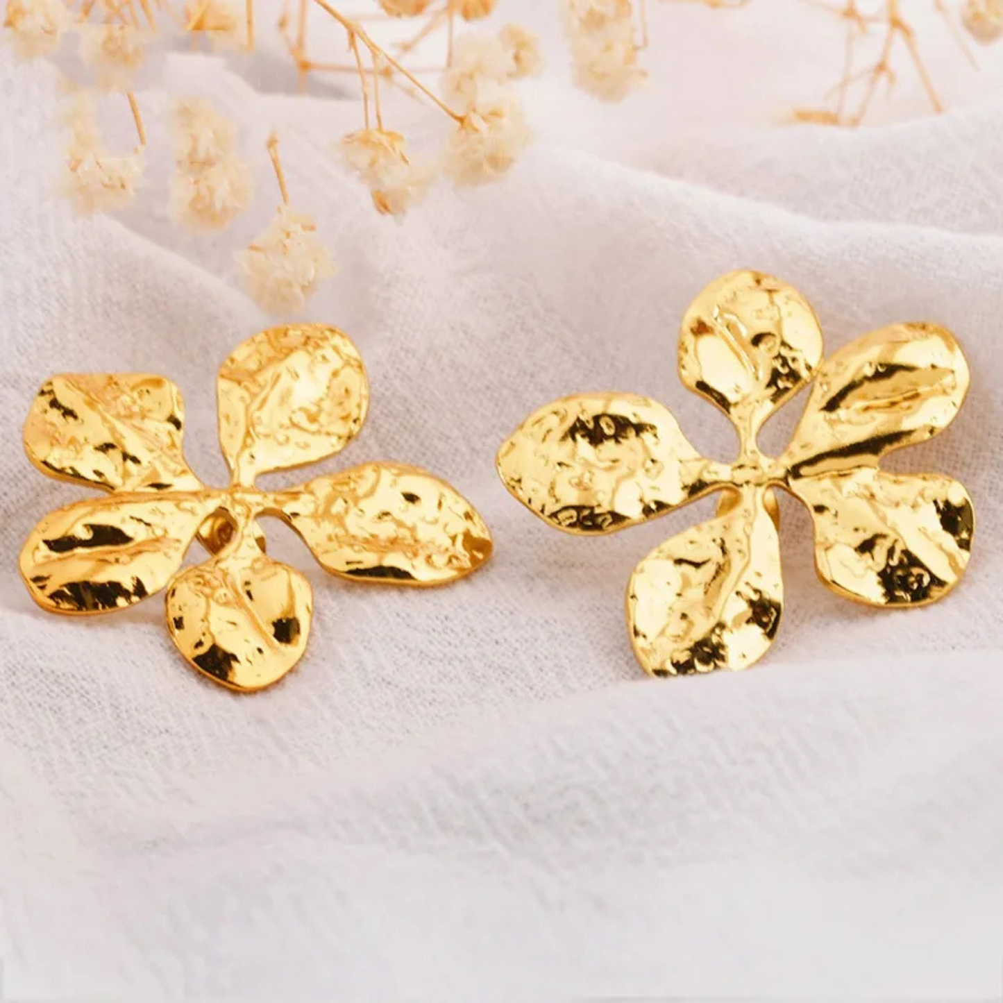 Anti-Tarnish Five Leaf Vintage Flower Earrings