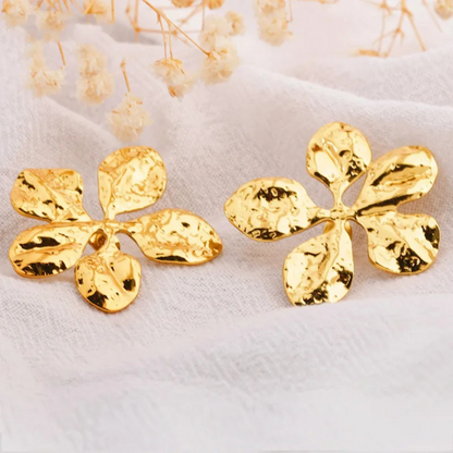 Anti-Tarnish Five Leaf Vintage Flower Earrings